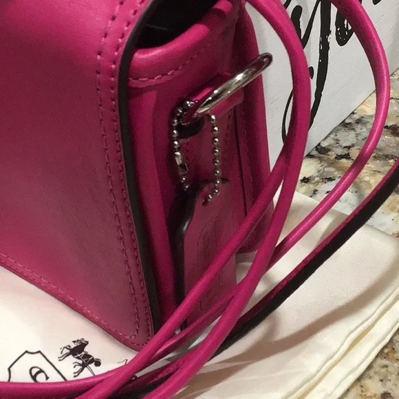 NEW Coach Legacy Leather Penny Shoulder Crossbody Bag 19914 Fuchsia Hot Pink - Picture 4 of 8